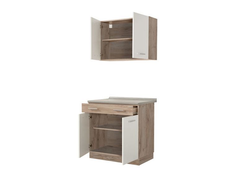 Cucina Bianco Marrone Rovere Con cassetto, Elettrodomestici non inclusi, Apertura Battente, Scorrevole - Garessio