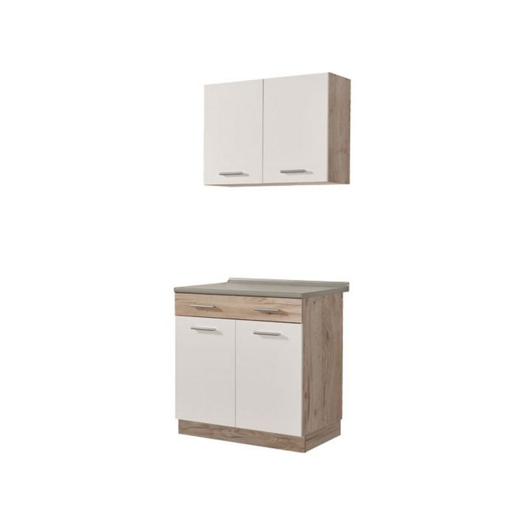 Cucina Bianco Marrone Rovere Con cassetto, Elettrodomestici non inclusi, Apertura Battente, Scorrevole - Garessio