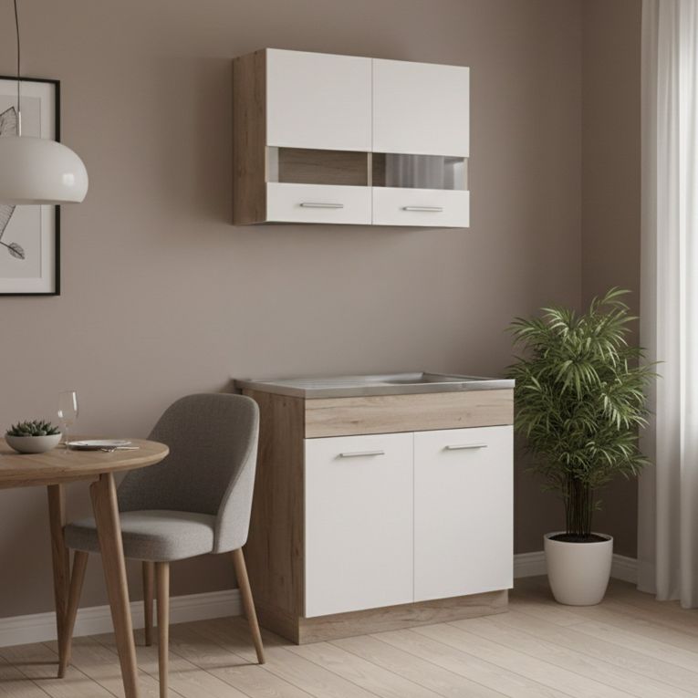 Cucina Bianco Marrone Rovere Elettrodomestici non inclusi - Taurano