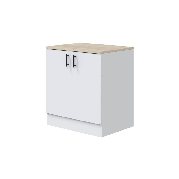 Cucina Bianco Marrone Rovere un Cassetto 7 Ripiani, Apertura Battente, Scorrevole - Velvenia