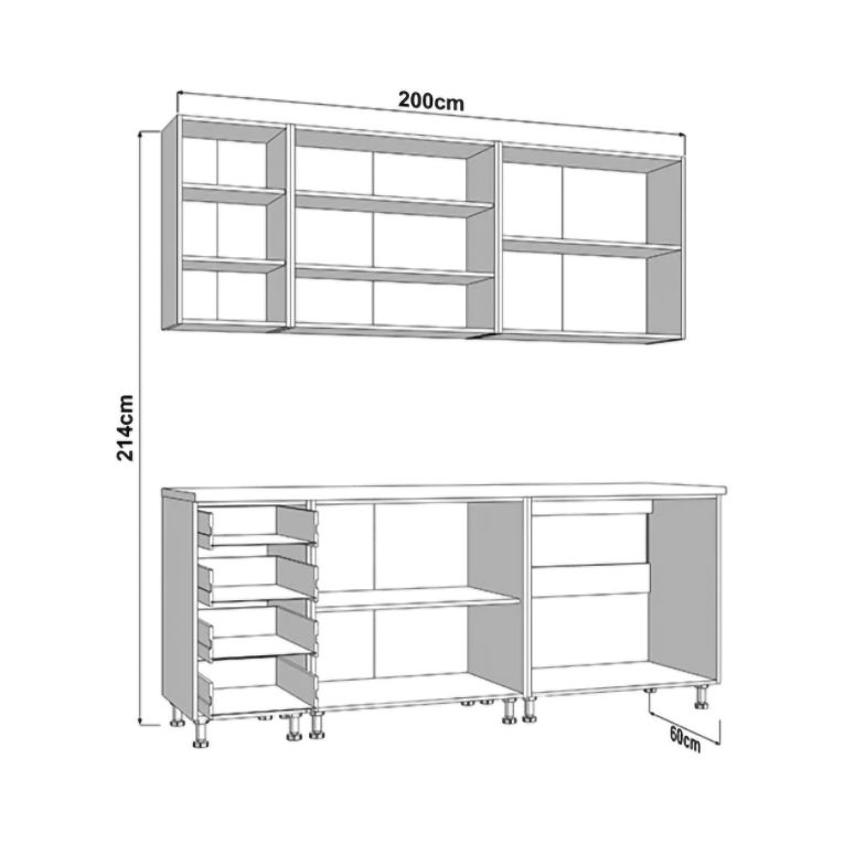 Cucina Bianco Opaco Bianco Lucido Con cassetti, Elettrodomestici non inclusi, Modulabile, Apertura Battente, Scorrevole - Riquew