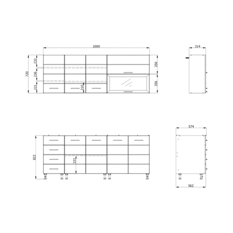 Cucina Bianco Opaco Bianco Lucido Con cassetti, Elettrodomestici non inclusi, Modulabile, Apertura Battente, Scorrevole - Riquew