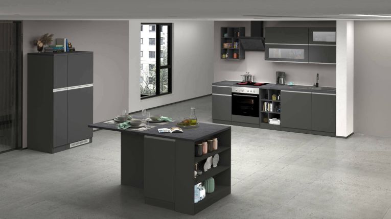 Cucina Grigio Ardesia Grigio Ardesia 31 Ripiani Modulabile, 3 Cassetti Made in Italy - Arlo