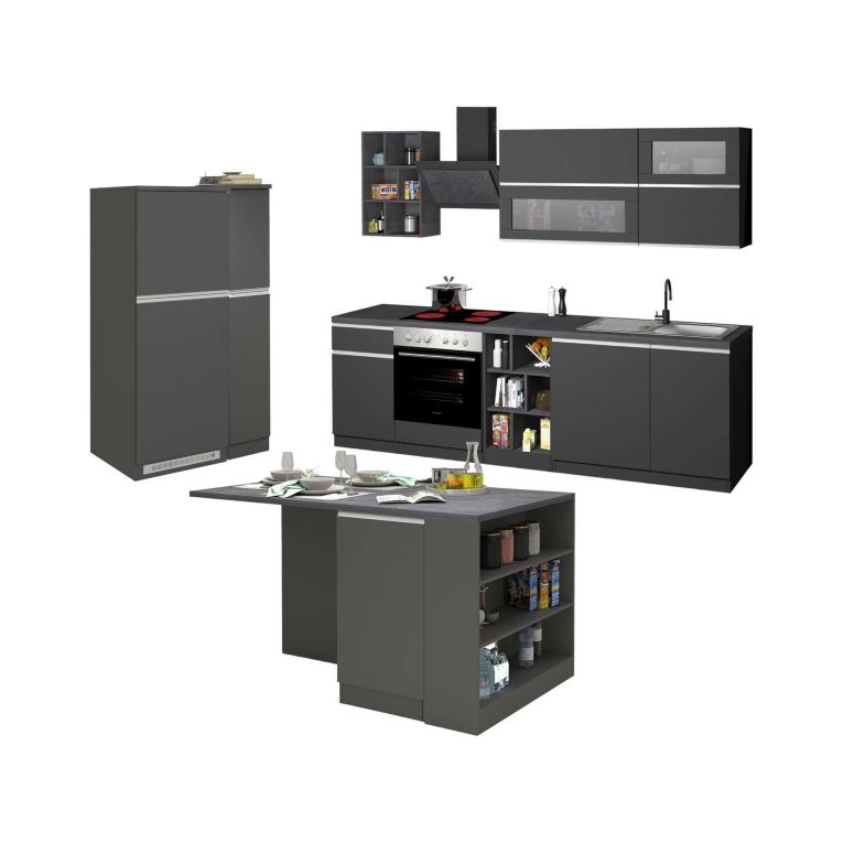 Cucina Grigio Ardesia Grigio Ardesia 31 Ripiani Modulabile, 3 Cassetti Made in Italy - Arlo