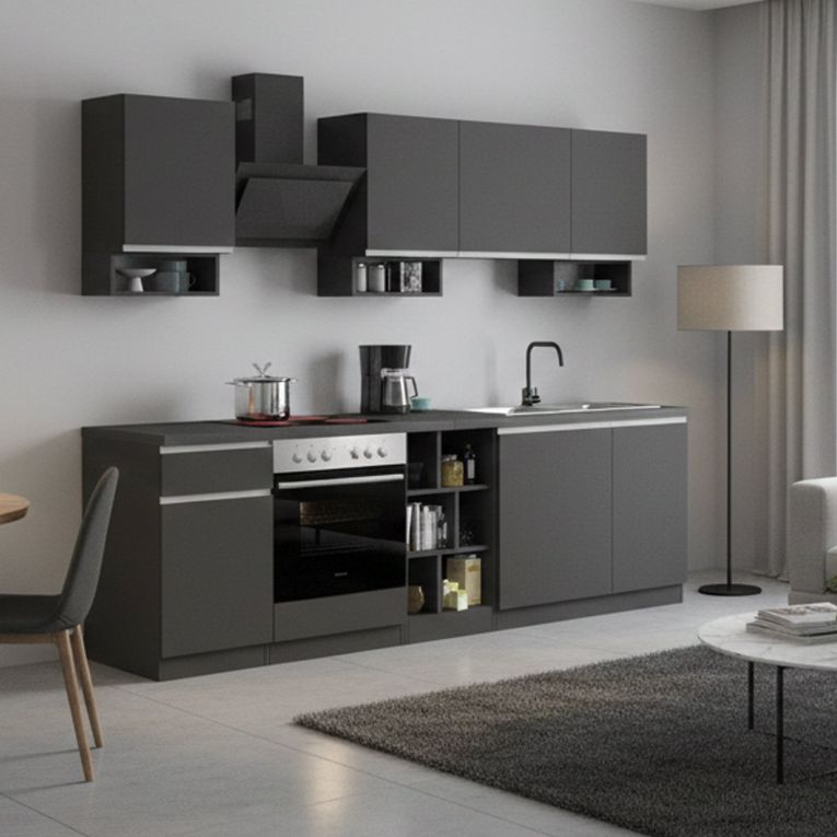 Cucina Grigio Ardesia Grigio Ardesia Con cassetti, Elettrodomestici non inclusi, 7 Ante Made in Italy - Attimis