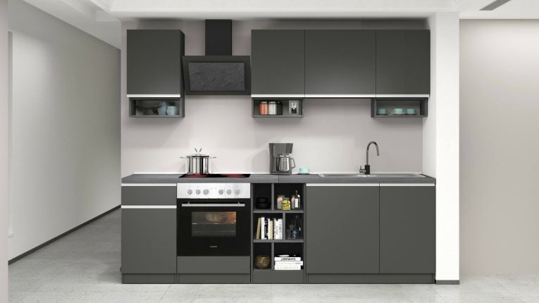 Cucina Grigio Ardesia Grigio Ardesia Con cassetti, Elettrodomestici non inclusi, 7 Ante Made in Italy - Attimis