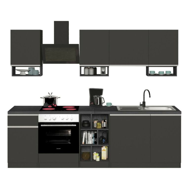 Cucina Grigio Ardesia Grigio Ardesia Con cassetti, Elettrodomestici non inclusi, 7 Ante Made in Italy - Attimis