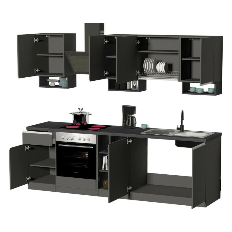 Cucina Grigio Ardesia Grigio Ardesia Con cassetti, Elettrodomestici non inclusi, 7 Ante Made in Italy - Attimis