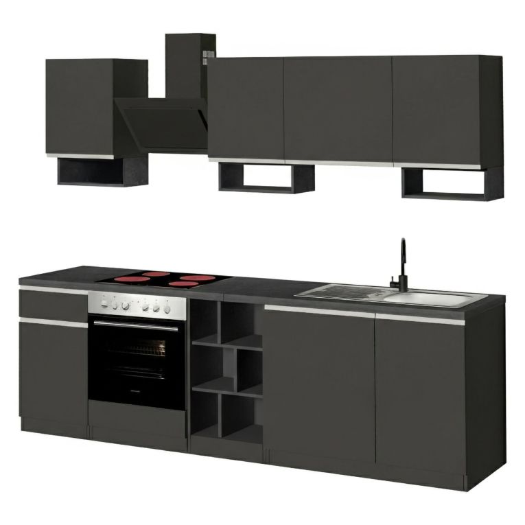 Cucina Grigio Ardesia Grigio Ardesia Con cassetti, Elettrodomestici non inclusi, 7 Ante Made in Italy - Attimis