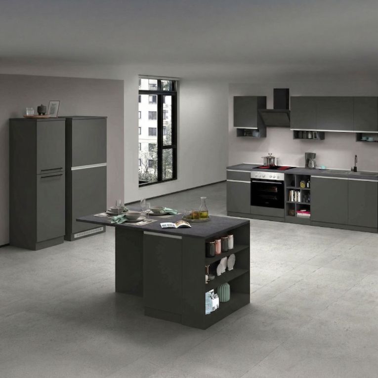 Cucina Grigio Ardesia Grigio Ardesia Con cassetti, Elettrodomestici non inclusi, Componibile Made in Italy - Arlo