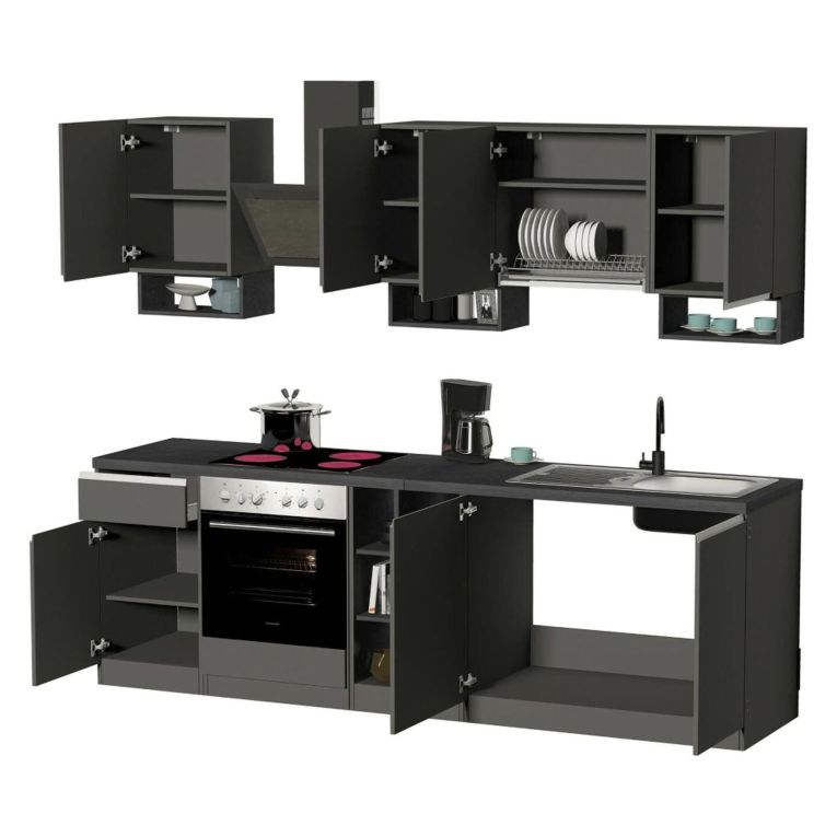 Cucina Grigio Ardesia Grigio Ardesia Con cassetti, Elettrodomestici non inclusi, Componibile Made in Italy - Arlo