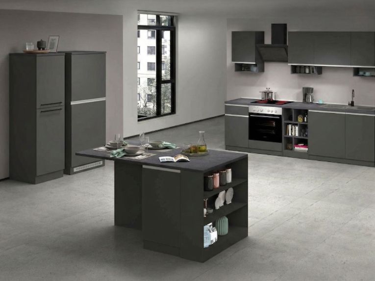 Cucina Grigio Ardesia Grigio Ardesia Con cassetti, Elettrodomestici non inclusi, Componibile Made in Italy - Arlo