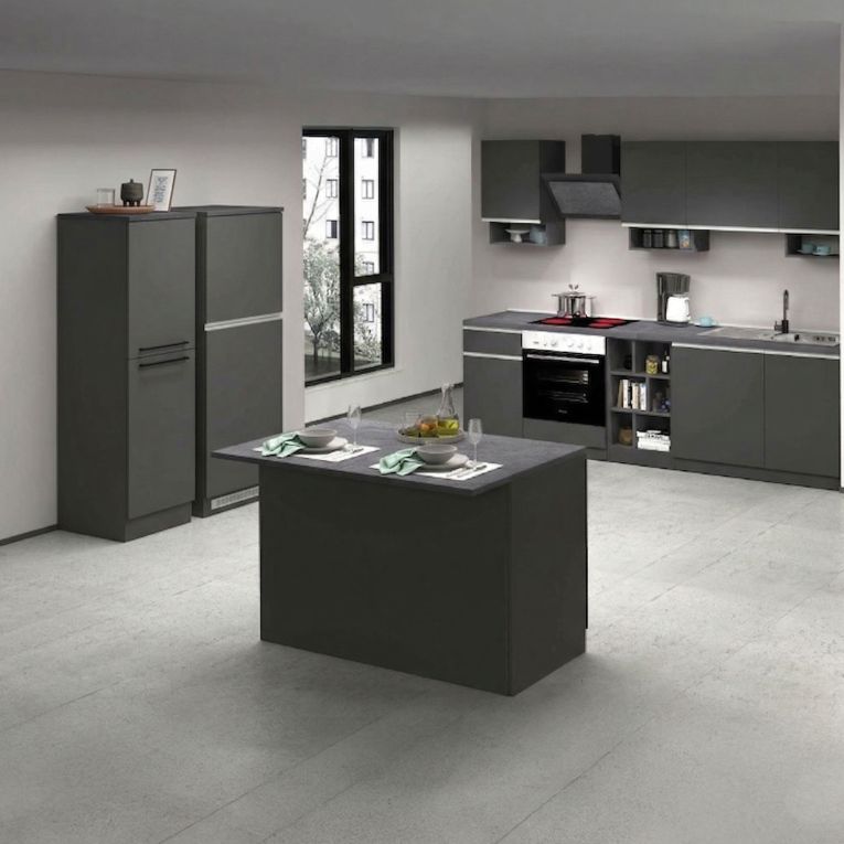 Cucina Grigio Ardesia Grigio Ardesia Con cassetti, Elettrodomestici non inclusi, Kit Made in Italy - Arlo