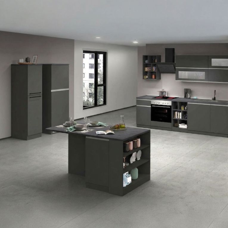 Cucina Grigio Ardesia Grigio Ardesia Con cassetti, Elettrodomestici non inclusi, Made in Italy - Arlo