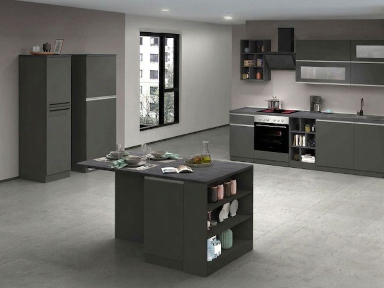 Cucina Grigio Ardesia Grigio Ardesia Con cassetti, Elettrodomestici non inclusi, Made in Italy - Arlo