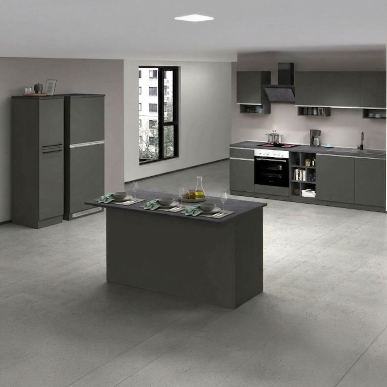 Cucina Grigio Ardesia Grigio Ardesia Con cassetti, Elettrodomestici non inclusi, Modulabile Made in Italy - Arlo