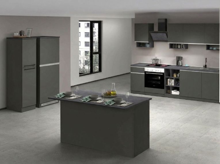 Cucina Grigio Ardesia Grigio Ardesia Con cassetti, Elettrodomestici non inclusi, Modulabile Made in Italy - Arlo