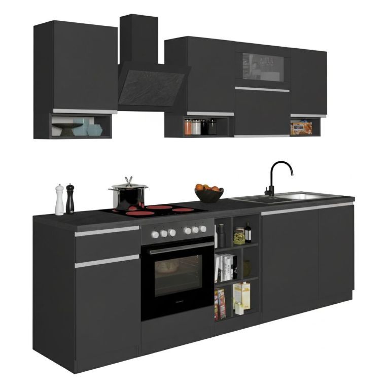 Cucina Grigio Ardesia Grigio Ardesia Con cassetti, Elettrodomestici non inclusi, Modulabile Made in Italy - Attiko