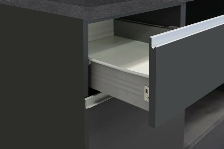 Cucina Grigio Ardesia Grigio Ardesia Con cassetti, Elettrodomestici non inclusi, Modulabile Made in Italy - Attiko