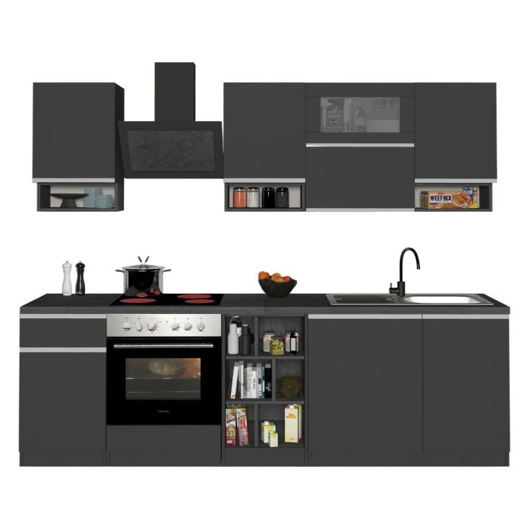 Cucina Grigio Ardesia Grigio Ardesia Con cassetti, Elettrodomestici non inclusi, Modulabile Made in Italy - Attiko