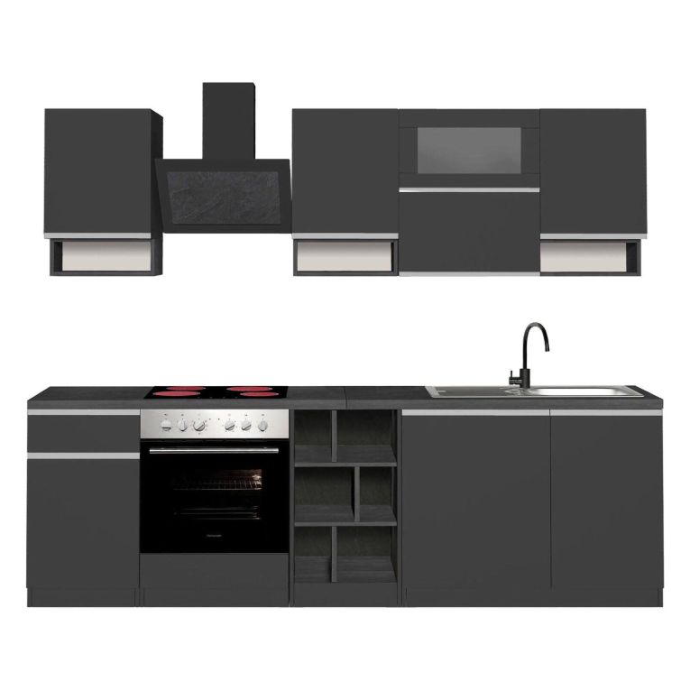 Cucina Grigio Ardesia Grigio Ardesia Con cassetti, Elettrodomestici non inclusi, Modulabile Made in Italy - Attiko