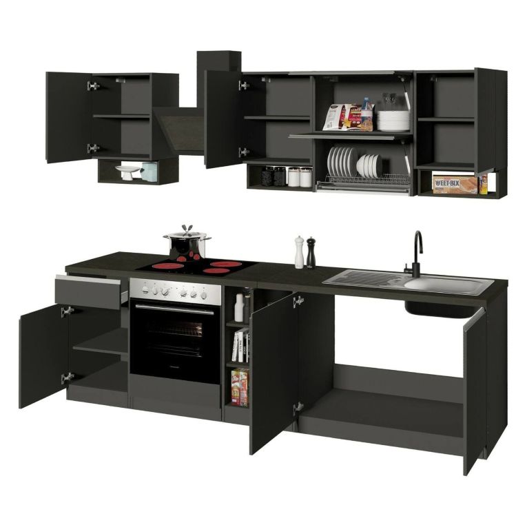 Cucina Grigio Ardesia Grigio Ardesia Con cassetti, Elettrodomestici non inclusi, Modulabile Made in Italy - Attiko