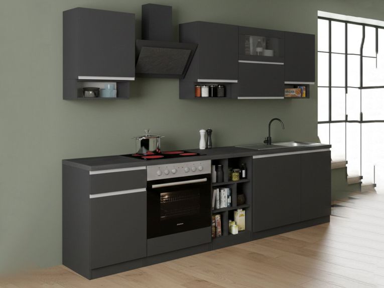 Cucina Grigio Ardesia Grigio Ardesia Con cassetti, Elettrodomestici non inclusi, Modulabile Made in Italy - Attiko