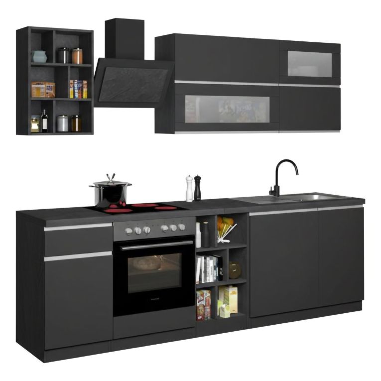 Cucina Grigio Ardesia Grigio Ardesia Con cassetti, Elettrodomestici non inclusi, Modulabile Made in Italy - Fonti
