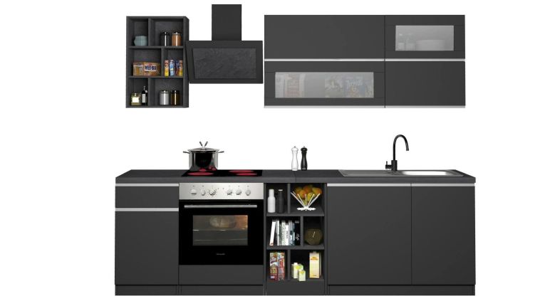 Cucina Grigio Ardesia Grigio Ardesia Con cassetti, Elettrodomestici non inclusi, Modulabile Made in Italy - Fonti