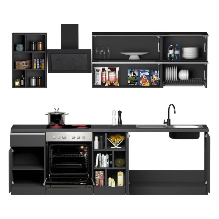 Cucina Grigio Ardesia Grigio Ardesia Con cassetti, Elettrodomestici non inclusi, Modulabile Made in Italy - Fonti