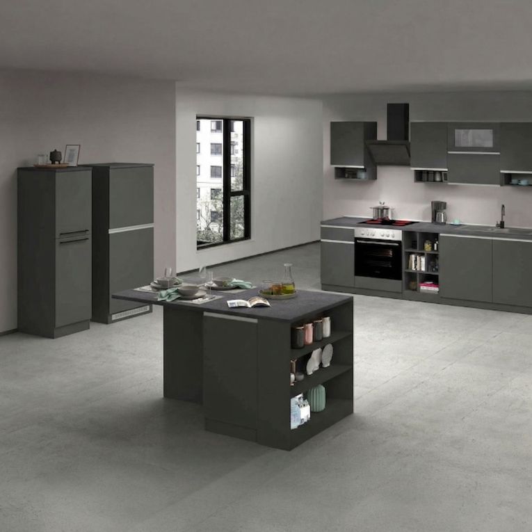 Cucina Grigio Ardesia Grigio Ardesia Con cassetti, Elettrodomestici non inclusi, Set Made in Italy - Arlo