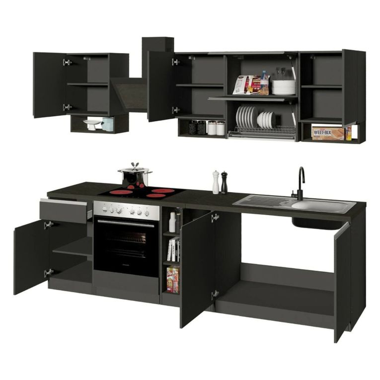 Cucina Grigio Ardesia Grigio Ardesia Con cassetti, Elettrodomestici non inclusi, Set Made in Italy - Arlo