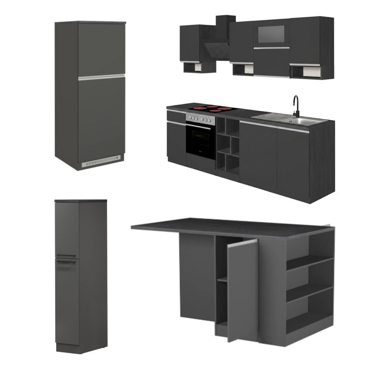 Cucina Grigio Ardesia Grigio Ardesia Con cassetti, Elettrodomestici non inclusi, Set Made in Italy - Arlo