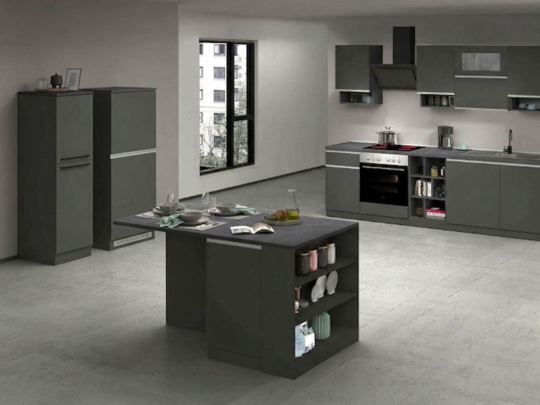 Cucina Grigio Ardesia Grigio Ardesia Con cassetti, Elettrodomestici non inclusi, Set Made in Italy - Arlo