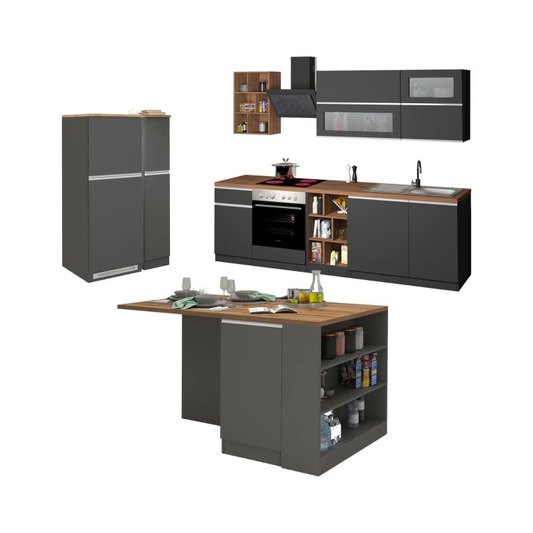 Cucina Grigio Ardesia Marrone Rovere 31 Ripiani Modulabile, 3 Cassetti Made in Italy - Appiah