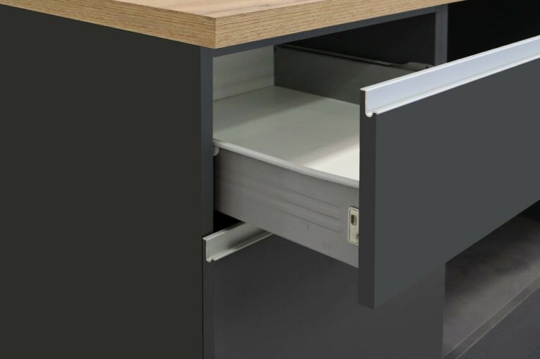 Cucina Grigio Ardesia Marrone Rovere Con cassetti, Elettrodomestici non inclusi, 7 Ante Made in Italy - Attimis