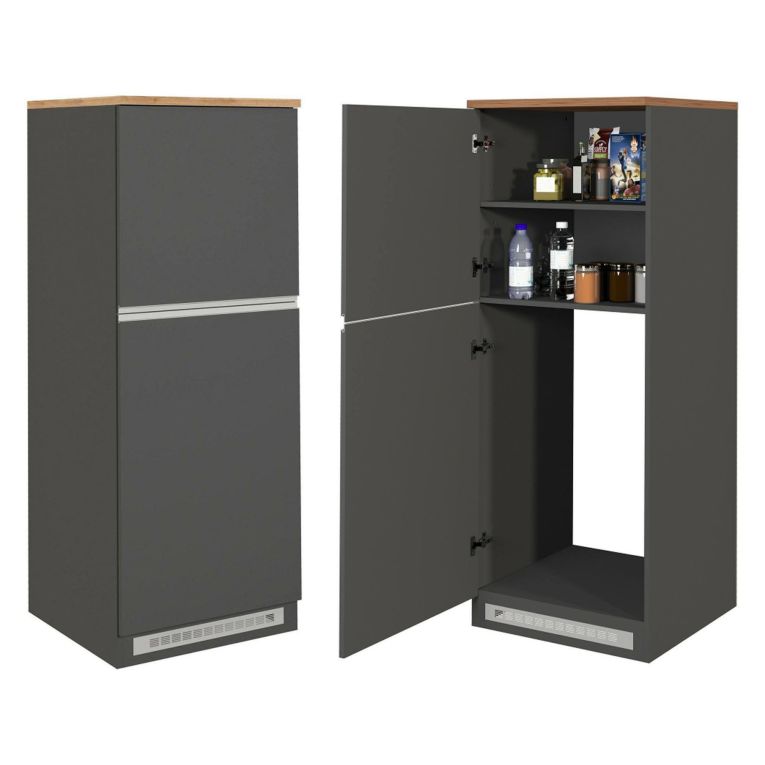 Cucina Grigio Ardesia Marrone Rovere Con cassetti, Elettrodomestici non inclusi, Componibile Made in Italy - Appiah