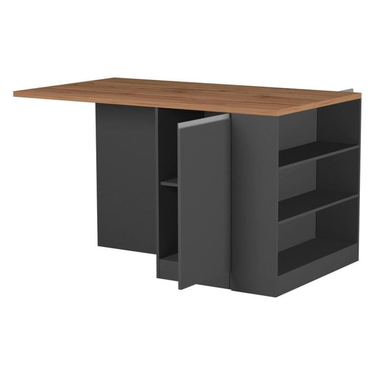 Cucina Grigio Ardesia Marrone Rovere Con cassetti, Elettrodomestici non inclusi, Composizione Made in Italy - Appiah