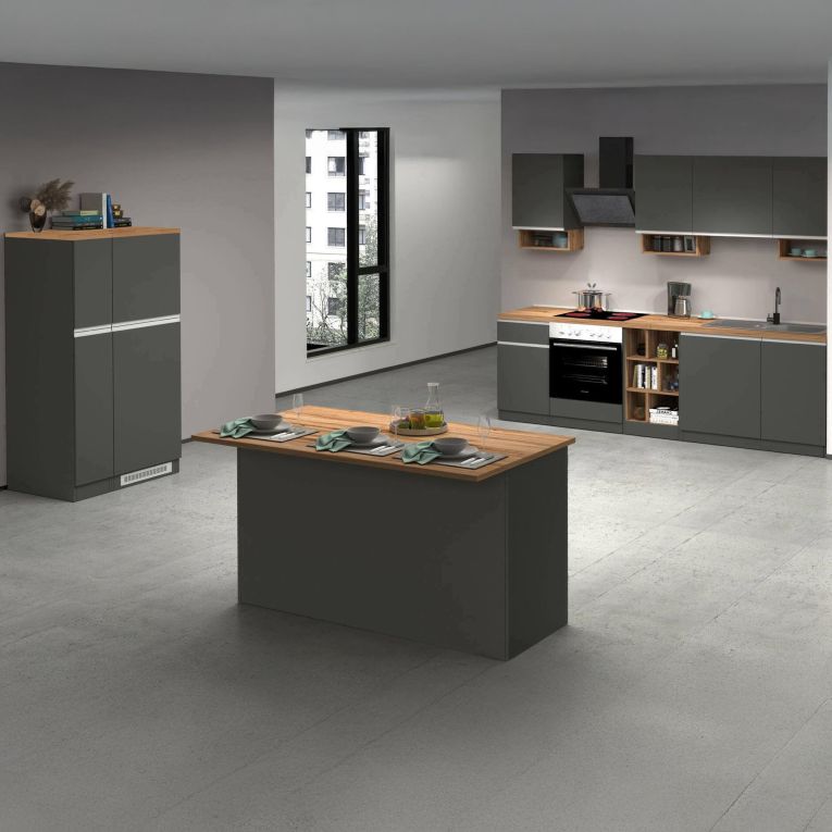 Cucina Grigio Ardesia Marrone Rovere Con cassetti, Elettrodomestici non inclusi, Kit Made in Italy - Appiah