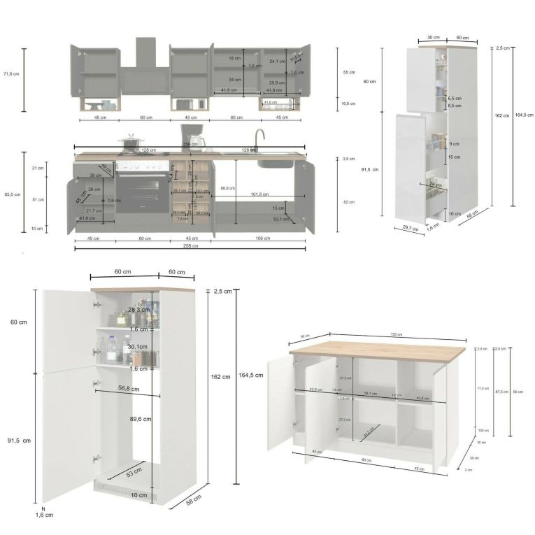 Cucina Grigio Ardesia Marrone Rovere Con cassetti, Elettrodomestici non inclusi, Kit Made in Italy - Appiah