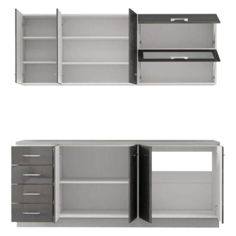 Cucina Grigio Scuro Grigio Chiaro Con cassetti, Elettrodomestici non inclusi, Modulabile - Riquew
