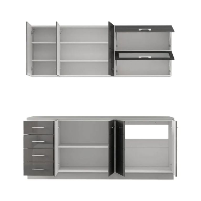 Cucina Grigio Scuro Grigio Chiaro Con cassetti, Elettrodomestici non inclusi, Modulabile - Riquew