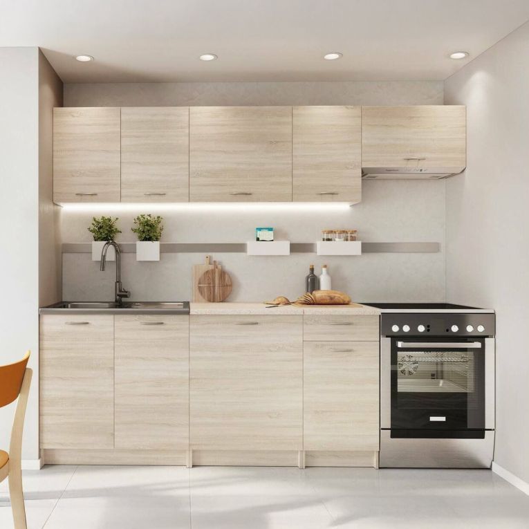 Cucina Marrone Rovere Modulabile Con cassetto, Elettrodomestici non inclusi - Urzulei