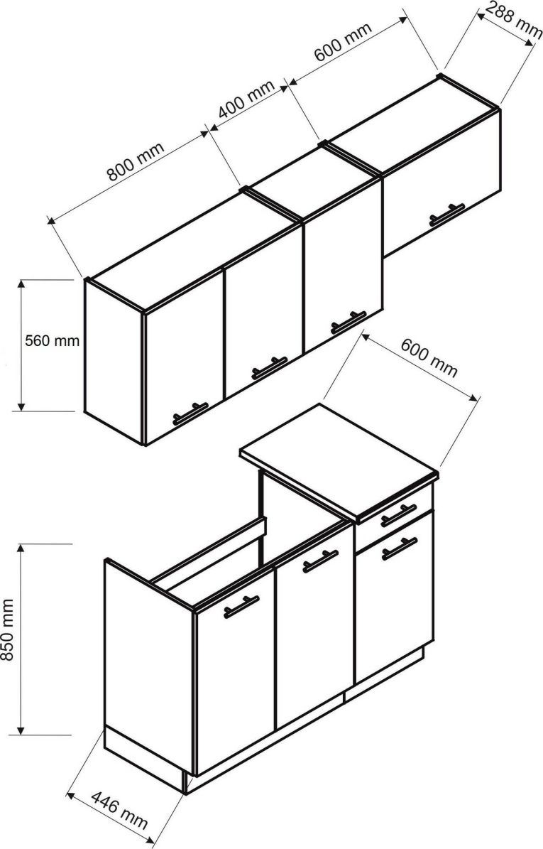 Cucina Marrone Rovere Modulabile un Cassetto, 3 Ripiani - Sora