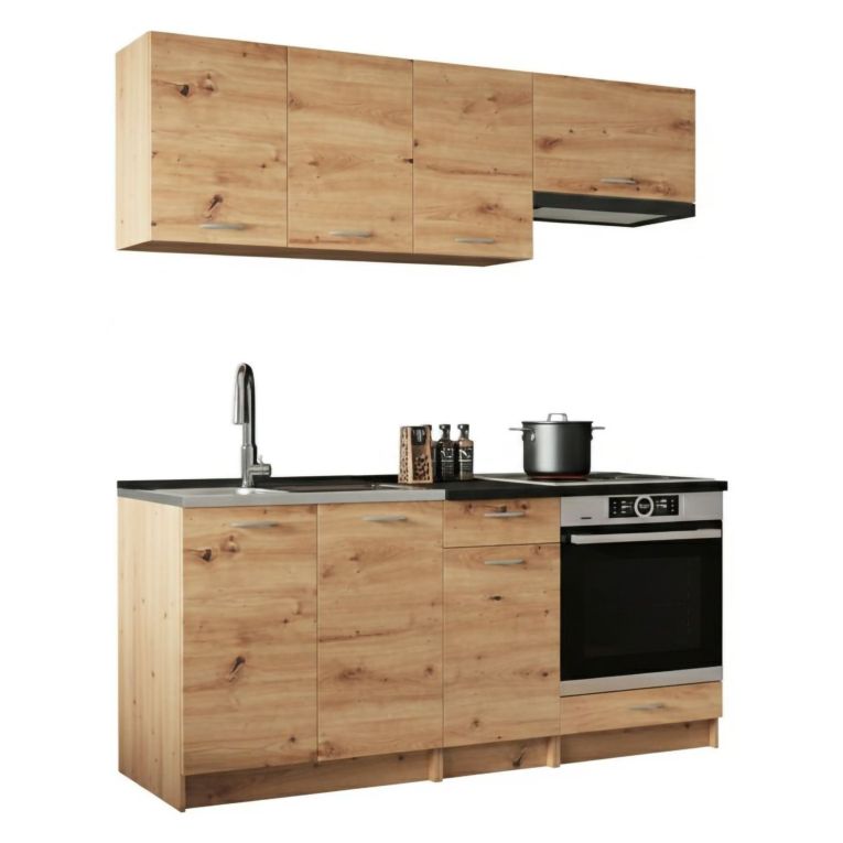 Cucina Marrone Rovere Nodi Modulabile Con cassetto, Elettrodomestici non inclusi - Teano