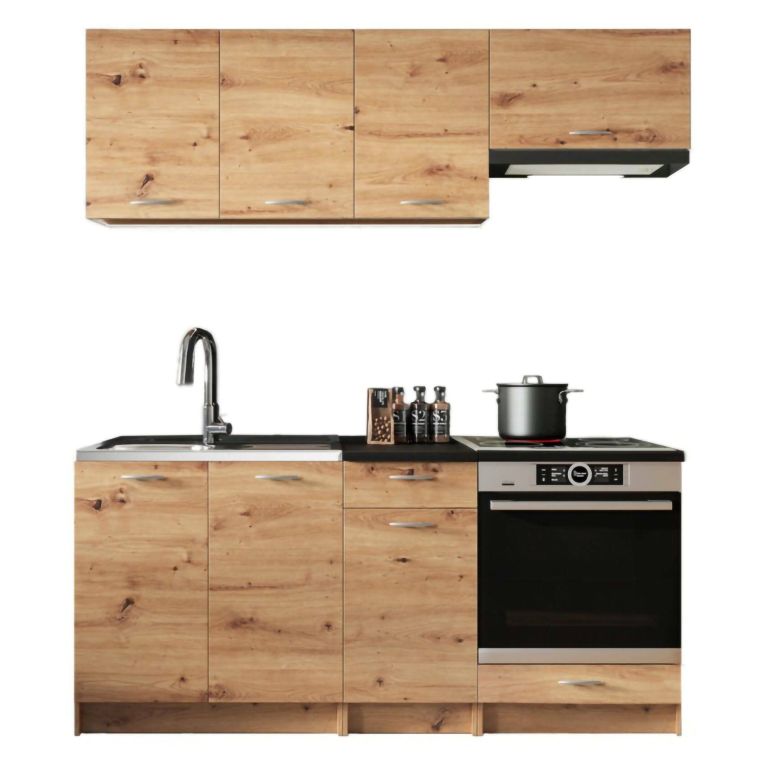 Cucina Marrone Rovere Nodi Modulabile Con cassetto, Elettrodomestici non inclusi - Teano