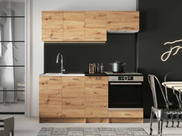 Cucina Marrone Rovere Nodi Modulabile Con cassetto, Elettrodomestici non inclusi - Teano