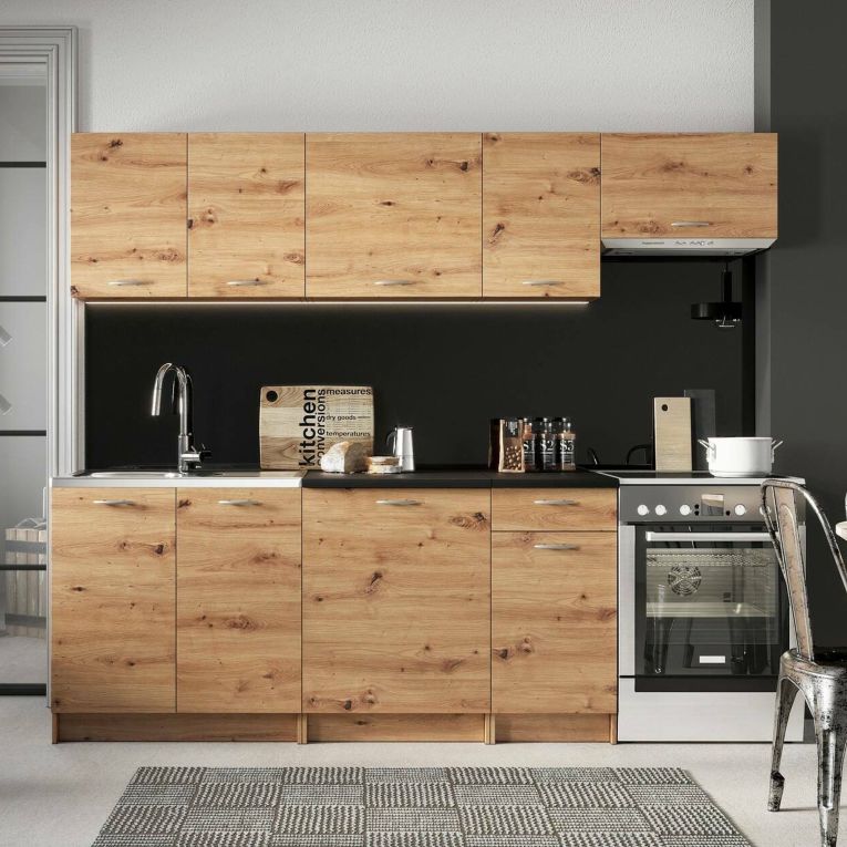 Cucina Marrone Rovere Nodi Modulabile Con cassetto, Elettrodomestici non inclusi - Urzulei