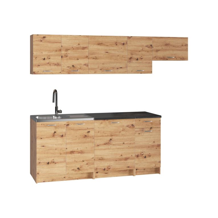 Cucina Marrone Rovere Nodi Modulabile Con cassetto, Elettrodomestici non inclusi - Urzulei