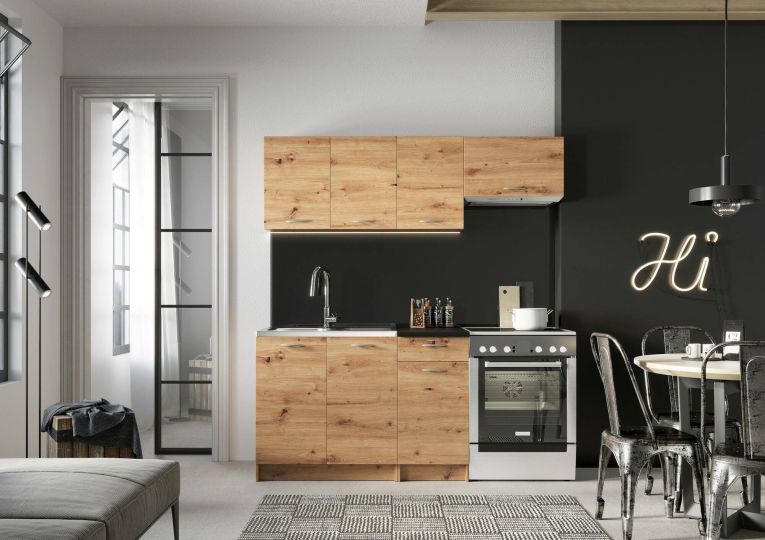 Cucina Marrone Rovere Nodi Modulabile un Cassetto, un Ripiano - Sora